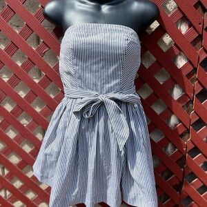 Striped Strapless Dress with Bow